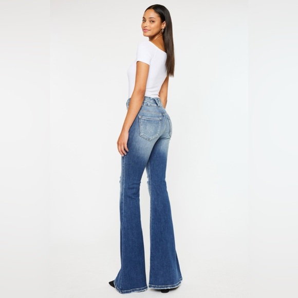 Kancan High Rise Wide Waistband Flare Jeans - Picture 2 of 9